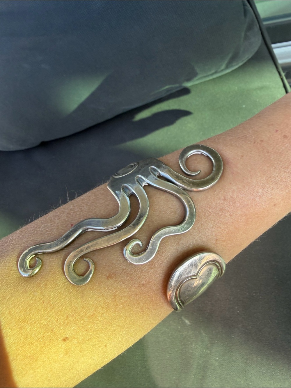 Adjustable heavy cool Sliver vintage fork cuff